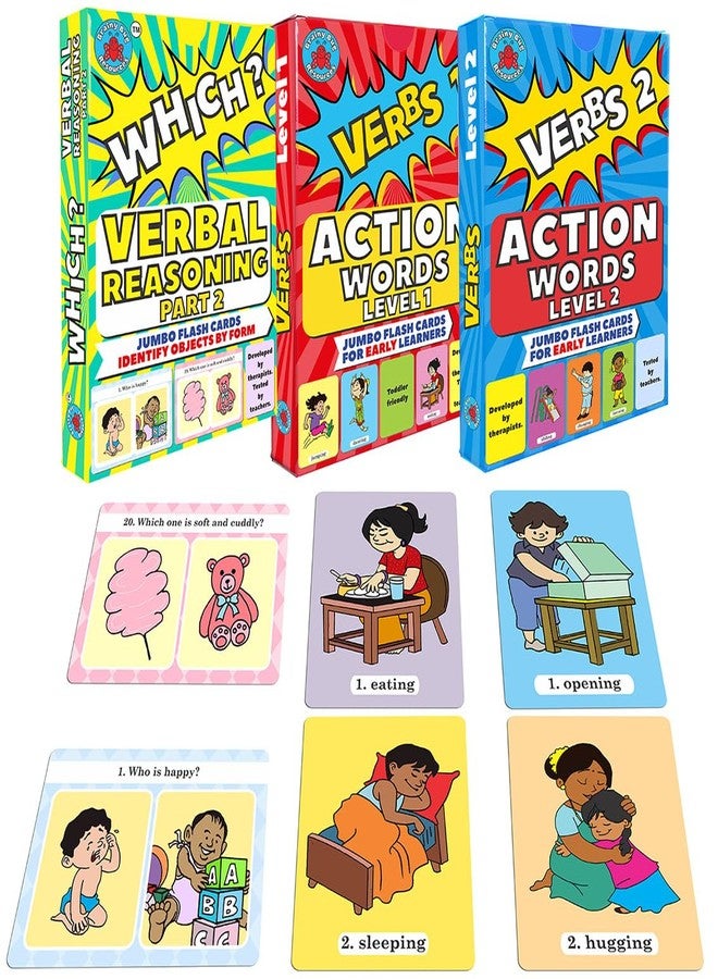 Brainy Bug Resources 30 Answer 'Which?' Questions with 60 Action Words (Audio-Enabled Decks) | Verbs and Verbal Reasoning | Audio in Hindi, English, Tamil, Telugu, Punjabi and Kannada | Early Years - Image 1